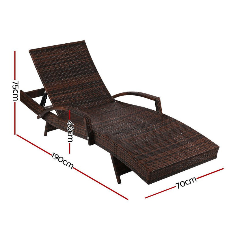 Outdoor Sun Lounge - Brown - Rivercity House & Home Co. (ABN 18 642 972 209) - Affordable Modern Furniture Australia