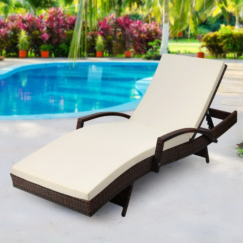 Outdoor Sun Lounge - Brown - Rivercity House & Home Co. (ABN 18 642 972 209) - Affordable Modern Furniture Australia