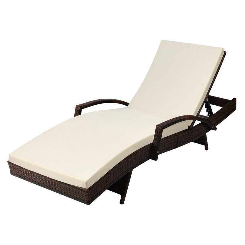 Outdoor Sun Lounge - Brown - Rivercity House & Home Co. (ABN 18 642 972 209) - Affordable Modern Furniture Australia