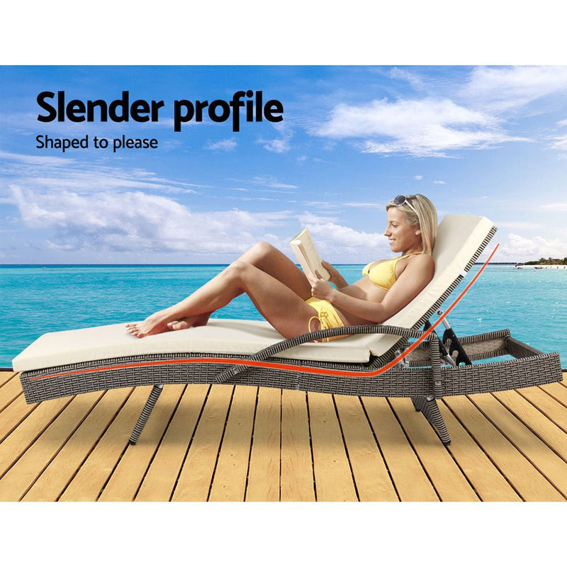 Outdoor Sun Lounge - Grey - Rivercity House & Home Co. (ABN 18 642 972 209) - Affordable Modern Furniture Australia