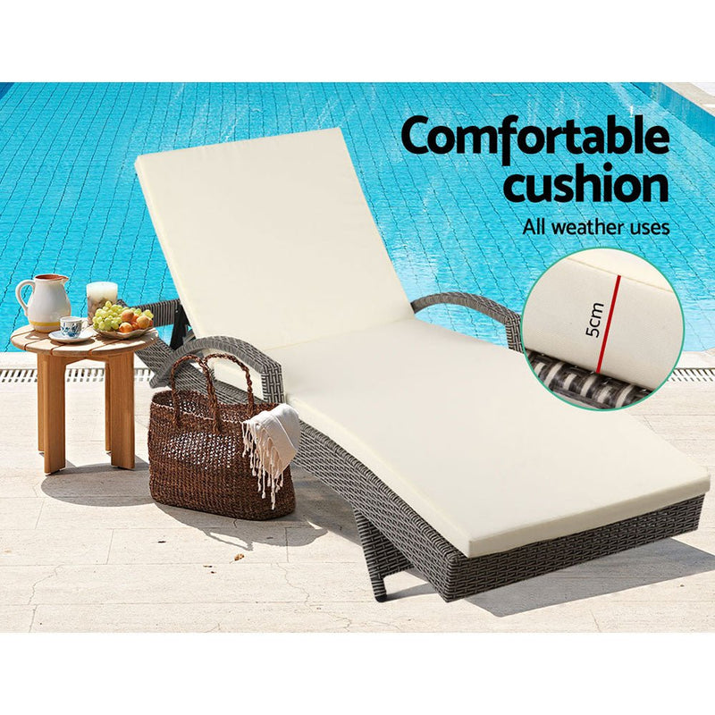 Outdoor Sun Lounge - Grey - Rivercity House & Home Co. (ABN 18 642 972 209) - Affordable Modern Furniture Australia