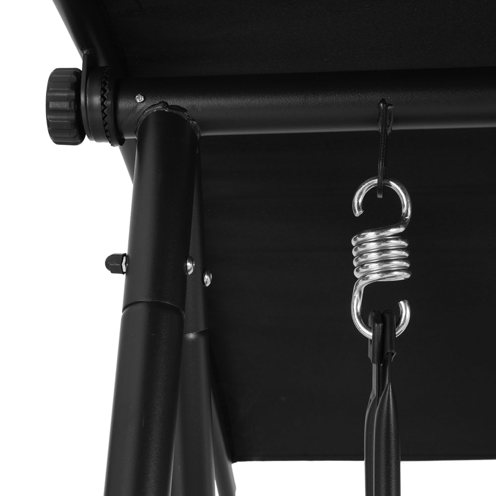 Outdoor Swing Chair Garden Bench Furniture Canopy 2 Seater Black - Furniture > Outdoor > Outdoor Chairs - Rivercity House & Home Co. (ABN 18 642 972 209) - Affordable Modern Furniture Australia