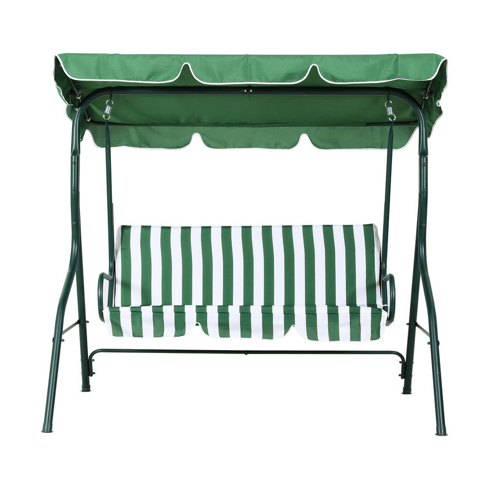 Outdoor Swing Chair Garden Bench Furniture Canopy 3 Seater White Green - Furniture > Outdoor - Rivercity House & Home Co. (ABN 18 642 972 209) - Affordable Modern Furniture Australia