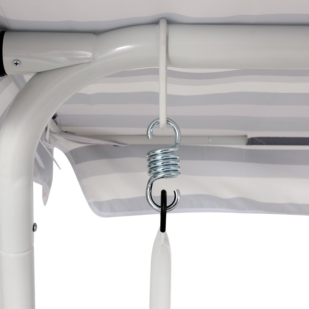 Outdoor Swing Chair Garden Bench Furniture Canopy 3 Seater White Grey - Furniture > Outdoor > Outdoor Chairs - Rivercity House & Home Co. (ABN 18 642 972 209) - Affordable Modern Furniture Australia