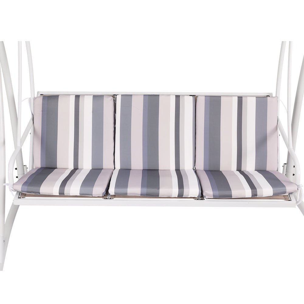 Outdoor Swing Chair Garden Bench Furniture Canopy 3 Seater White Grey - Furniture > Outdoor > Outdoor Chairs - Rivercity House & Home Co. (ABN 18 642 972 209) - Affordable Modern Furniture Australia