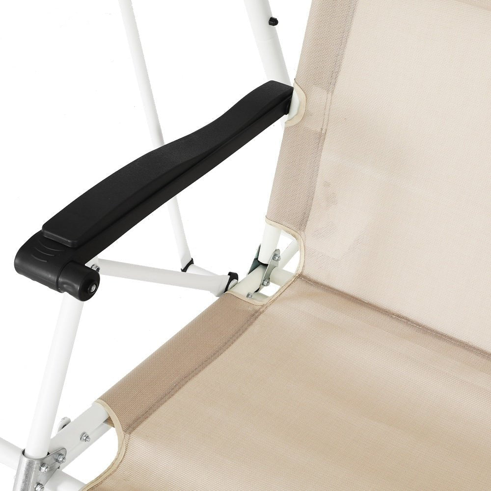 Outdoor Swing Chair Garden Lounger Furniture Canopy 2 Seater Beige - Furniture > Outdoor > Outdoor Chairs - Rivercity House & Home Co. (ABN 18 642 972 209) - Affordable Modern Furniture Australia