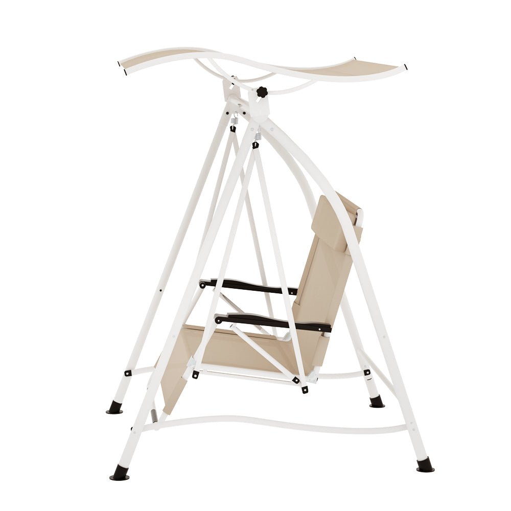 Outdoor Swing Chair Garden Lounger Furniture Canopy 2 Seater Beige - Furniture > Outdoor > Outdoor Chairs - Rivercity House & Home Co. (ABN 18 642 972 209) - Affordable Modern Furniture Australia