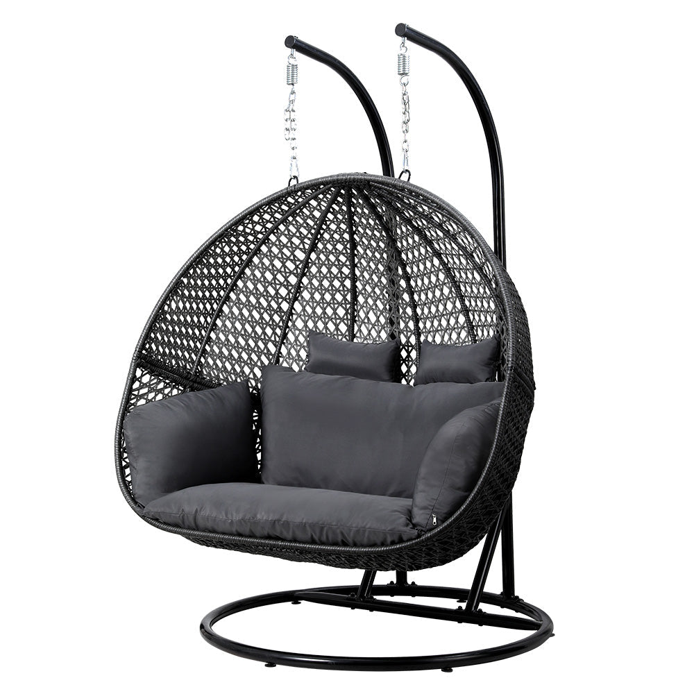 Outdoor Swing Chair Hanging Rattan Patio Furniture Pod Stand Cushion 2 Seater - Home & Garden > Hammocks > Hammocks & Accessories - Rivercity House & Home Co. (ABN 18 642 972 209) - Affordable Modern Furniture Australia
