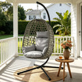 Outdoor Swing Chair with Stand and Cushion 102x192cm - Grey