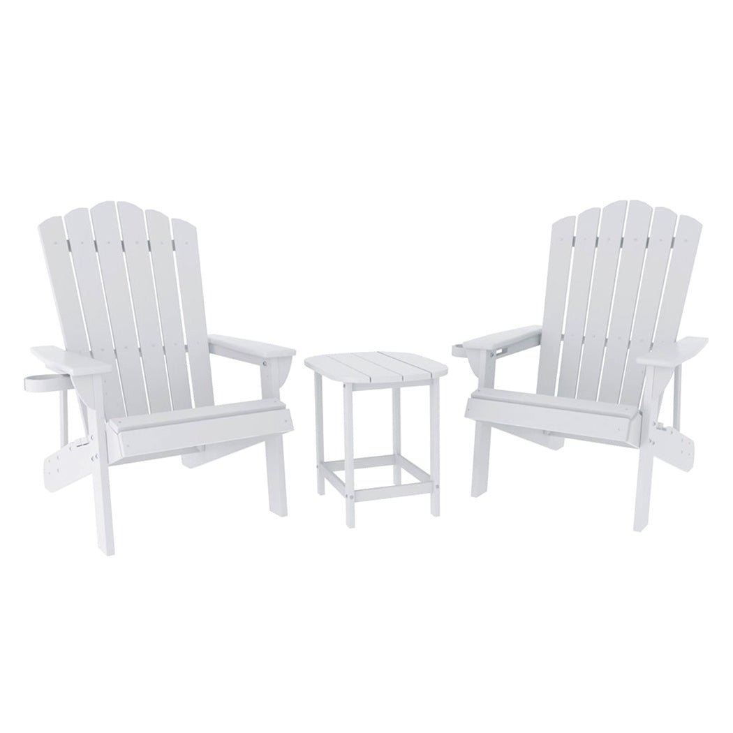 Outdoor Table and Chairs HDPE Adirondack Beach Chair Sun Lounge Patio Furniture Garden White - Furniture > Outdoor > Outdoor Chairs - Rivercity House & Home Co. (ABN 18 642 972 209) - Affordable Modern Furniture Australia