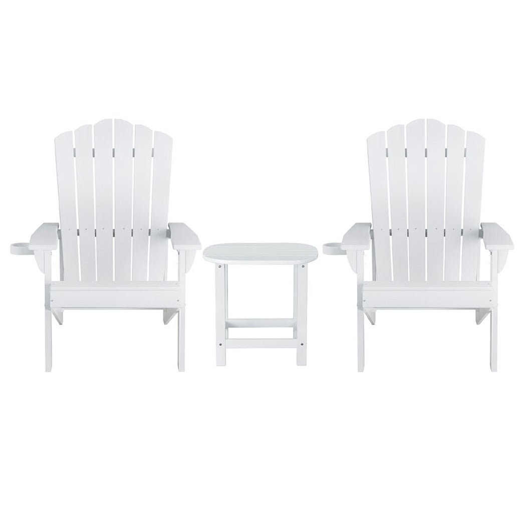Outdoor Table and Chairs HDPE Adirondack Beach Chair Sun Lounge Patio Furniture Garden White - Furniture > Outdoor > Outdoor Chairs - Rivercity House & Home Co. (ABN 18 642 972 209) - Affordable Modern Furniture Australia