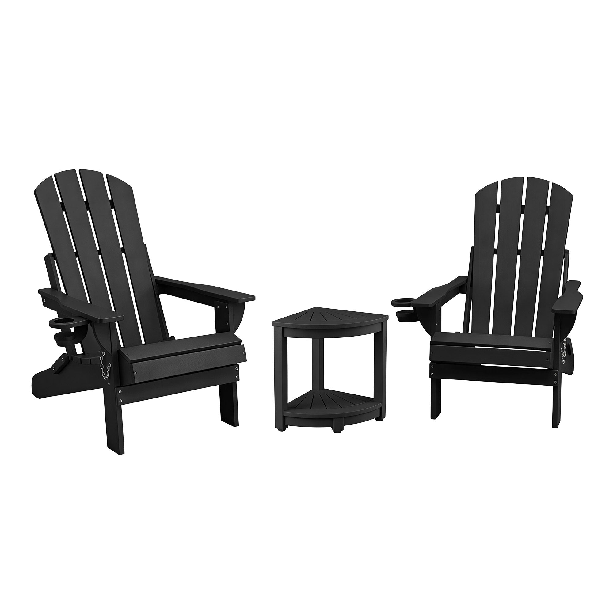 Outdoor Table and Chairs HDPE Folding Adirondack Beach Chair Patio Furniture Black - Furniture > Outdoor > Outdoor Chairs - Rivercity House & Home Co. (ABN 18 642 972 209) - Affordable Modern Furniture Australia