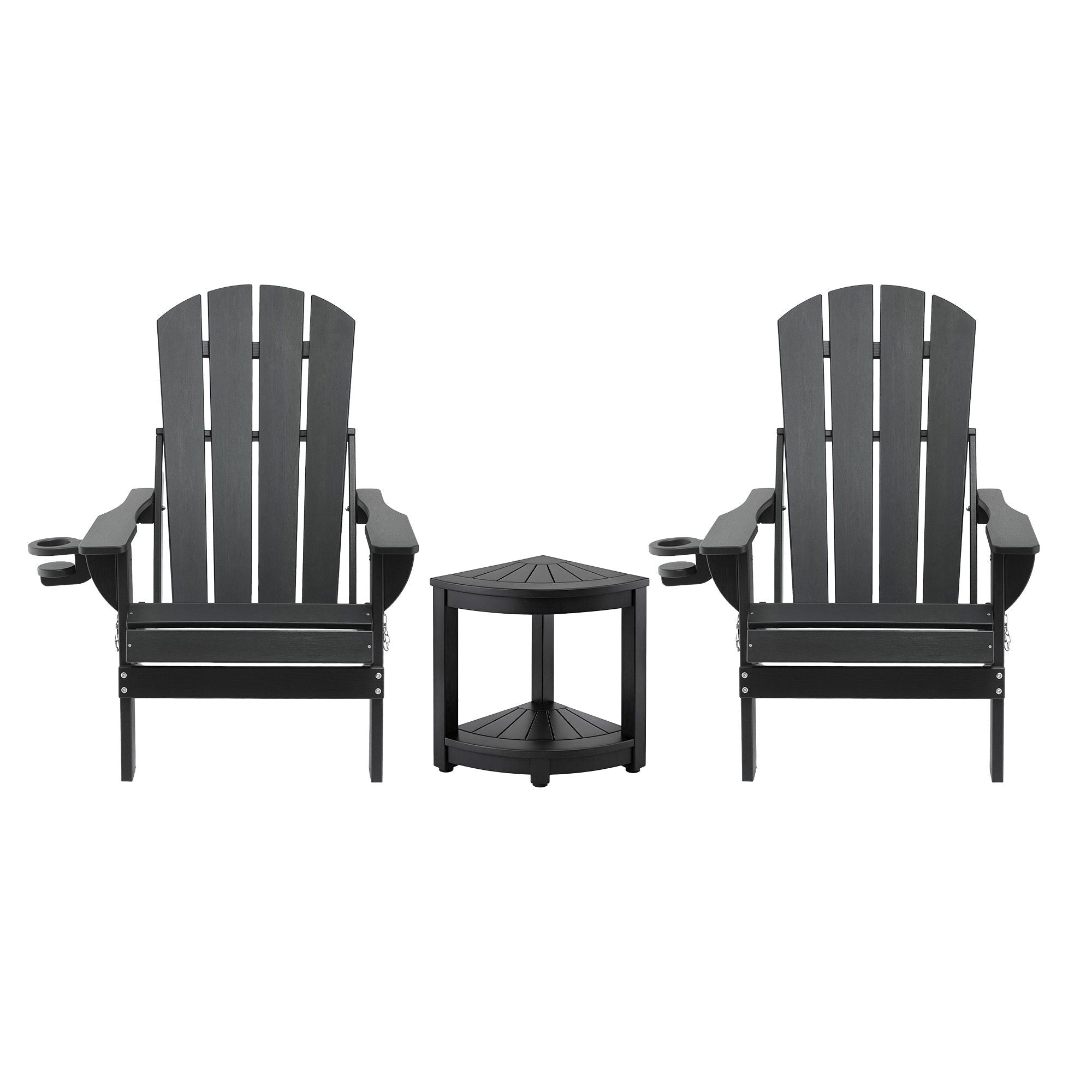 Outdoor Table and Chairs HDPE Folding Adirondack Beach Chair Patio Furniture Black - Furniture > Outdoor > Outdoor Chairs - Rivercity House & Home Co. (ABN 18 642 972 209) - Affordable Modern Furniture Australia