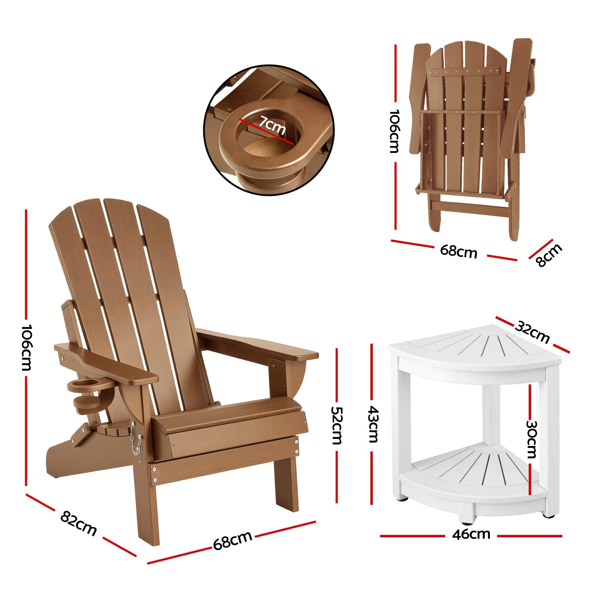 Outdoor Table and Chairs HDPE Folding Adirondack Beach Chair Patio Furniture - Furniture > Outdoor > Outdoor Chairs - Rivercity House & Home Co. (ABN 18 642 972 209) - Affordable Modern Furniture Australia