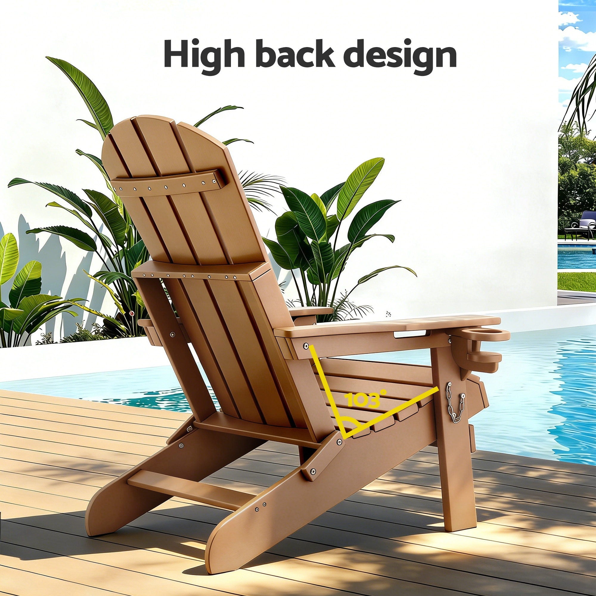 Outdoor Table and Chairs HDPE Folding Adirondack Beach Chair Patio Furniture - Furniture > Outdoor > Outdoor Chairs - Rivercity House & Home Co. (ABN 18 642 972 209) - Affordable Modern Furniture Australia