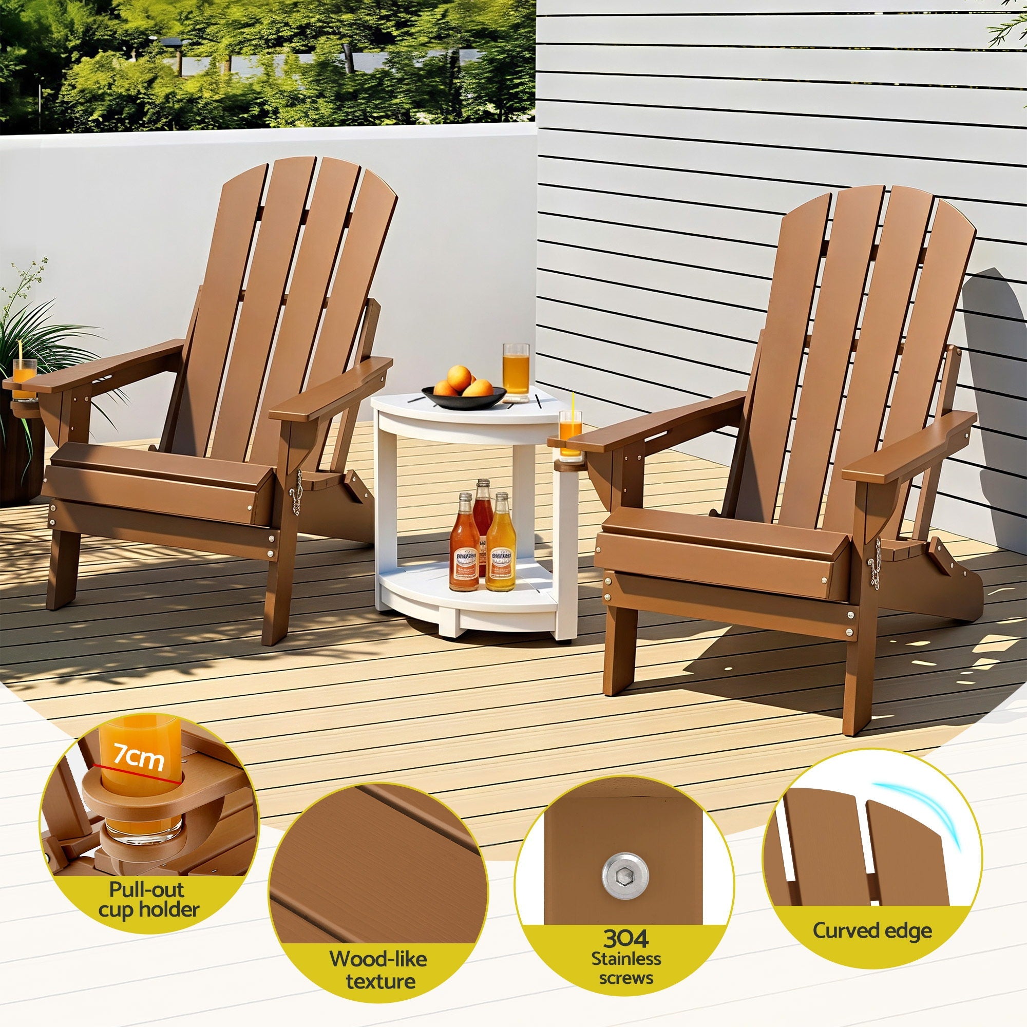 Outdoor Table and Chairs HDPE Folding Adirondack Beach Chair Patio Furniture - Furniture > Outdoor > Outdoor Chairs - Rivercity House & Home Co. (ABN 18 642 972 209) - Affordable Modern Furniture Australia