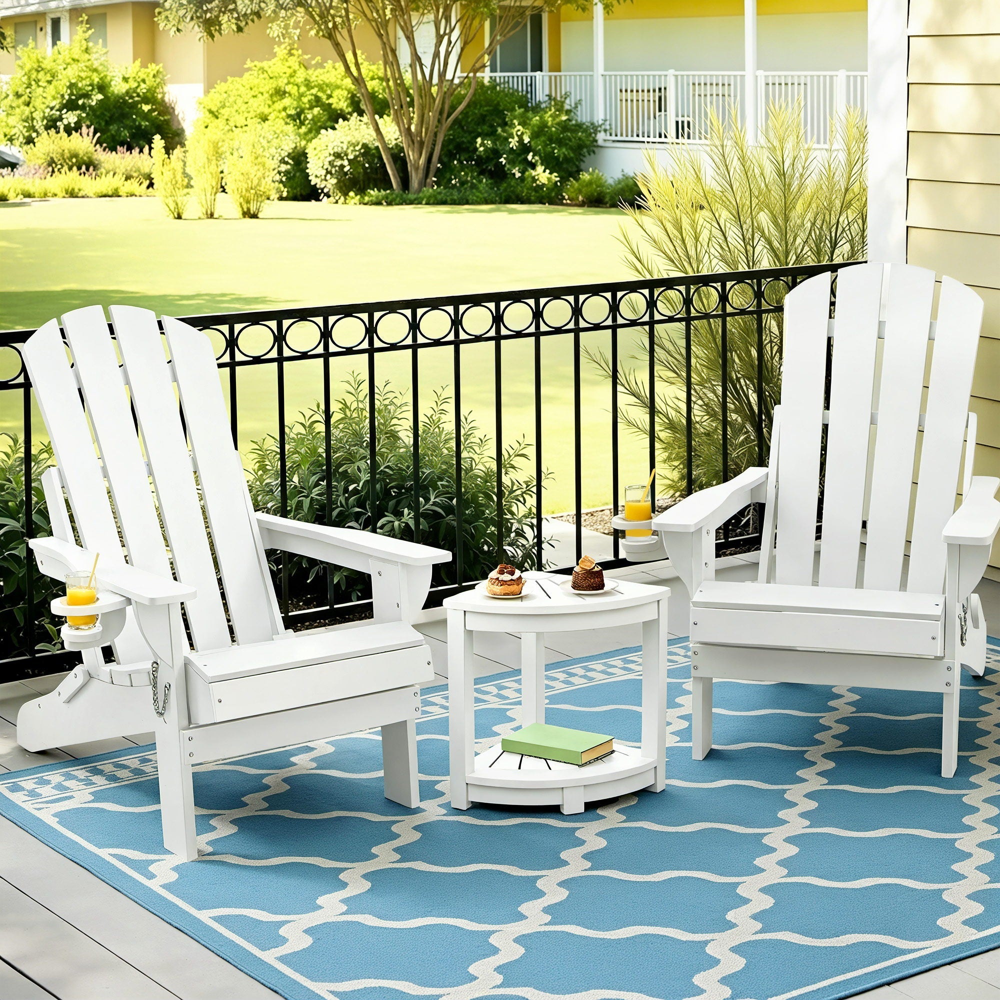 Outdoor Table and Chairs HDPE Folding Adirondack Beach Chair Patio Furniture White - Furniture > Outdoor > Outdoor Chairs - Rivercity House & Home Co. (ABN 18 642 972 209) - Affordable Modern Furniture Australia