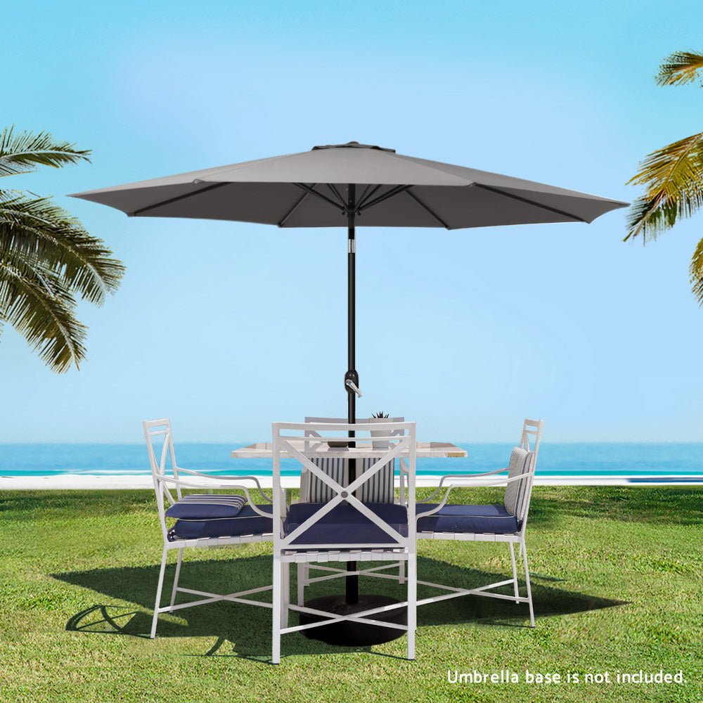 Outdoor Umbrella 2.7m Beach Pole Garden Tilt Sun Patio UV Charcoal - Home & Garden > Shading > Umbrellas & Sunshades - Rivercity House & Home Co. (ABN 18 642 972 209) - Affordable Modern Furniture Australia