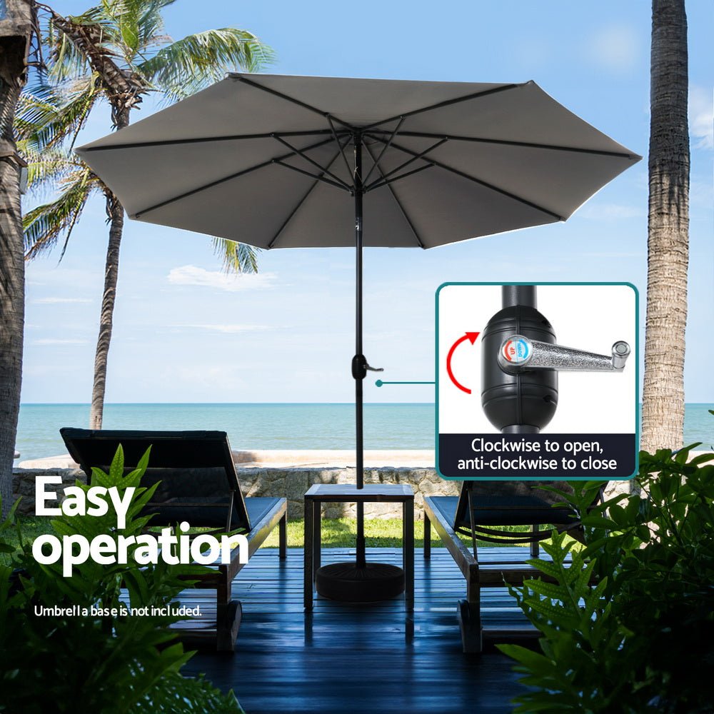Outdoor Umbrella 2.7m Beach Pole Garden Tilt Sun Patio UV Charcoal - Home & Garden > Shading > Umbrellas & Sunshades - Rivercity House & Home Co. (ABN 18 642 972 209) - Affordable Modern Furniture Australia