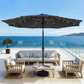2.9m Outdoor Market Umbrella with LED String Light and Tilt - Charcoal