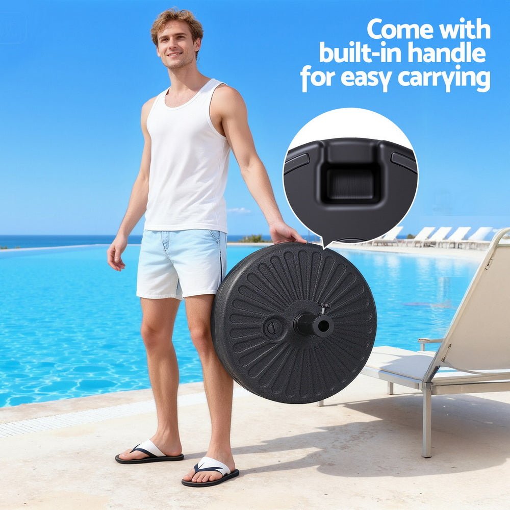 Outdoor Umbrella Base Weight Round Plastic Pole Holder 30 - 48mm Beach - Home & Garden > Shading > Umbrellas & Sunshades - Rivercity House & Home Co. (ABN 18 642 972 209) - Affordable Modern Furniture Australia