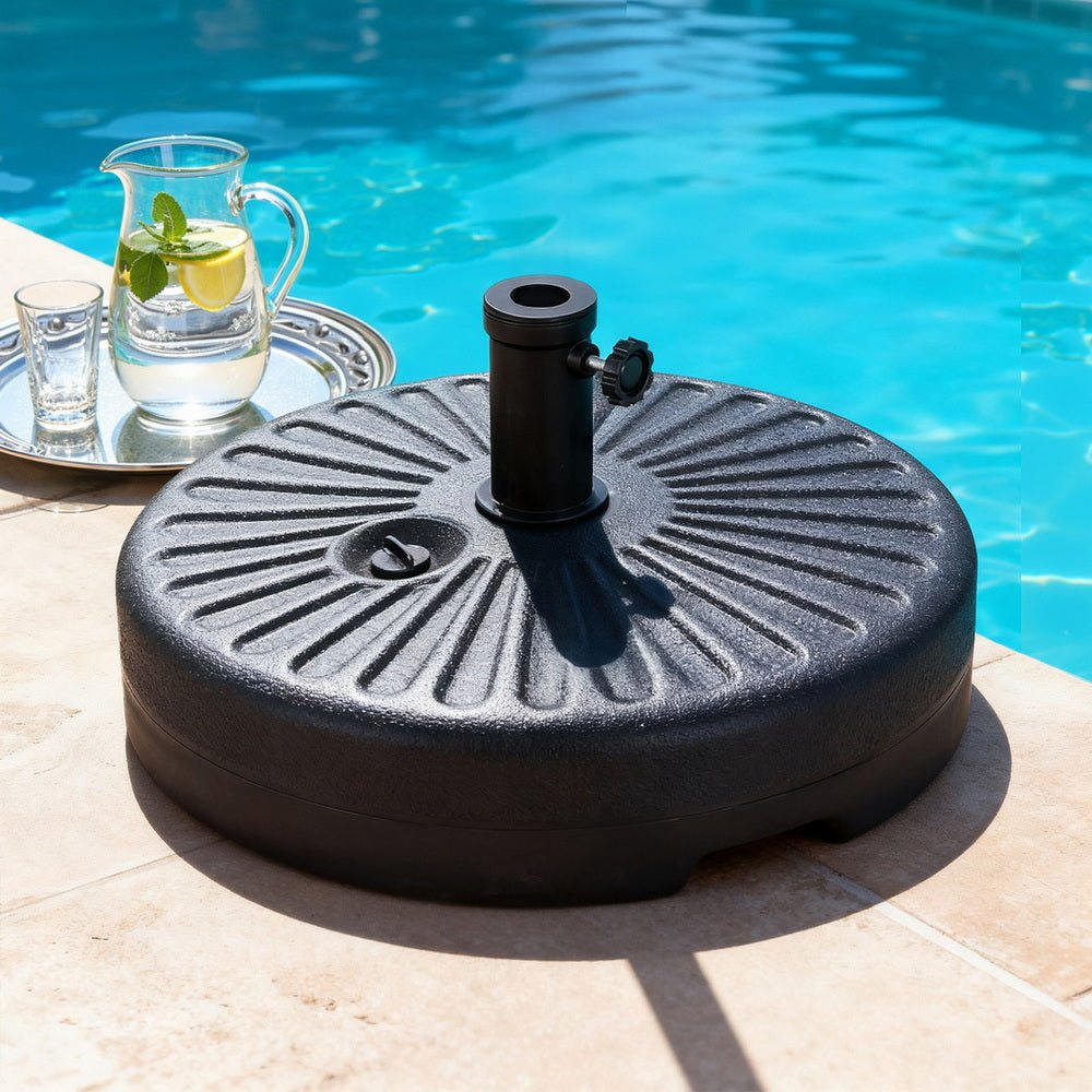 Outdoor Umbrella Base Weight Round Plastic Pole Holder 30 - 48mm Beach - Home & Garden > Shading > Umbrellas & Sunshades - Rivercity House & Home Co. (ABN 18 642 972 209) - Affordable Modern Furniture Australia
