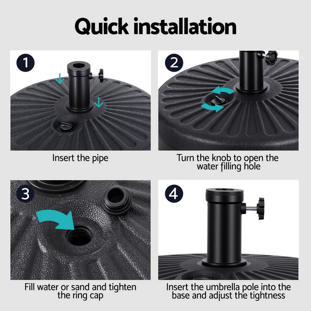 Outdoor Umbrella Base Weight Round Plastic Pole Holder 30 - 48mm Beach - Home & Garden > Shading > Umbrellas & Sunshades - Rivercity House & Home Co. (ABN 18 642 972 209) - Affordable Modern Furniture Australia
