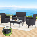 Outdoor Wicker Lounge Setting Grey - With Storage Cover