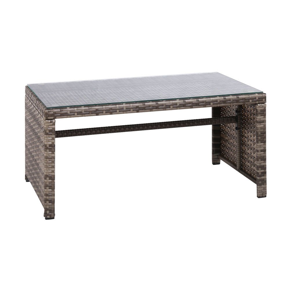 Outdoor Wicker Lounge Setting Mixed Grey - With Storage Cover - Rivercity House & Home Co. (ABN 18 642 972 209) - Affordable Modern Furniture Australia