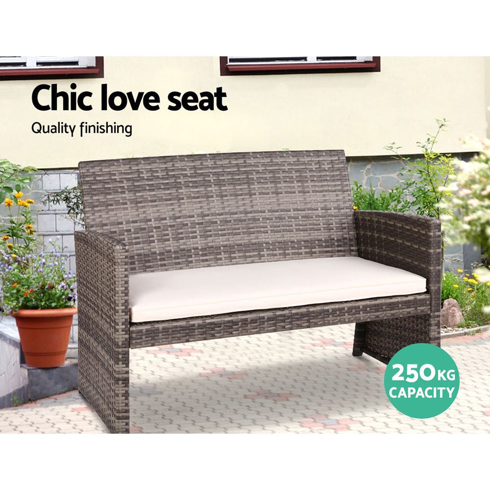 Outdoor Wicker Lounge Setting Mixed Grey - With Storage Cover - Rivercity House & Home Co. (ABN 18 642 972 209) - Affordable Modern Furniture Australia
