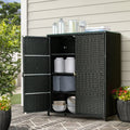 Outdoor Wicker Storage Cabinet Black