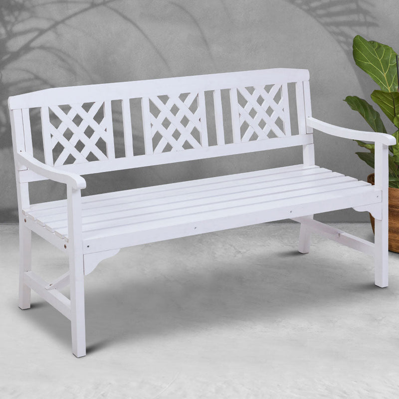 Outdoor Wooden Garden Bench 3 Seat White - Rivercity House & Home Co. (ABN 18 642 972 209) - Affordable Modern Furniture Australia