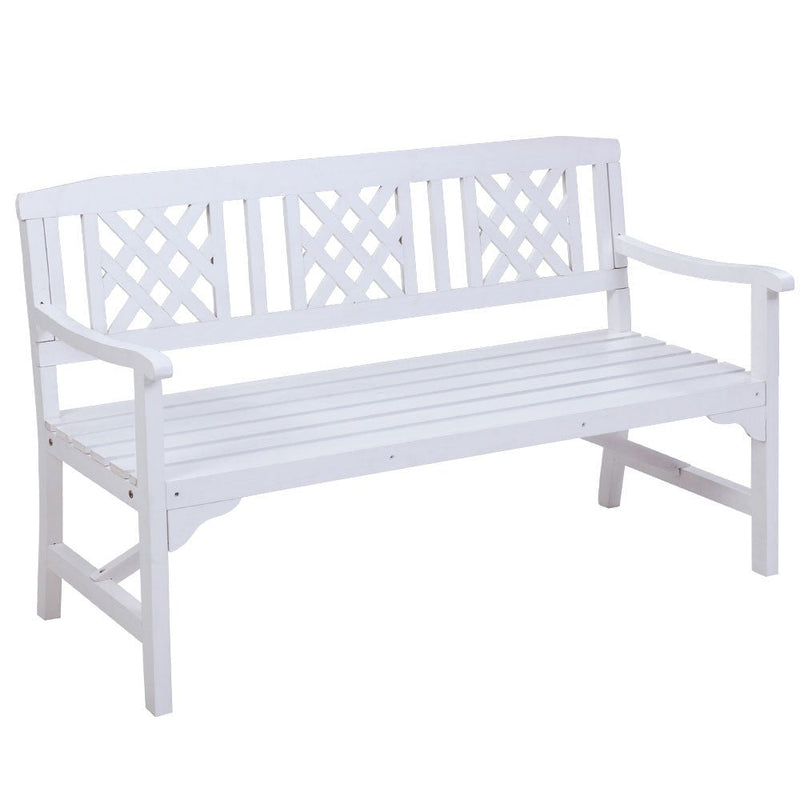 Outdoor Wooden Garden Bench 3 Seat White - Rivercity House & Home Co. (ABN 18 642 972 209) - Affordable Modern Furniture Australia