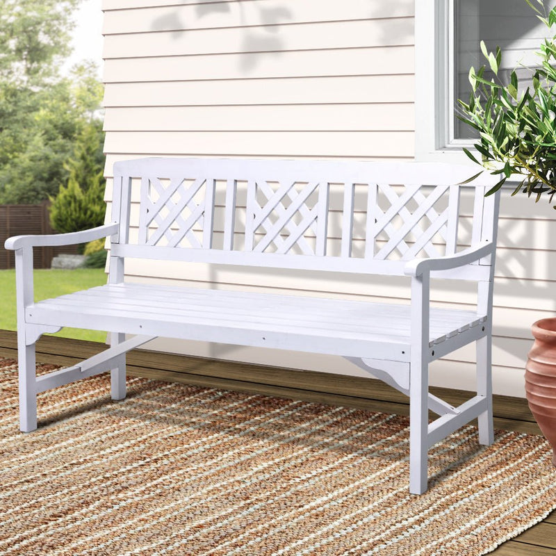 Outdoor Wooden Garden Bench 3 Seat White - Rivercity House & Home Co. (ABN 18 642 972 209) - Affordable Modern Furniture Australia