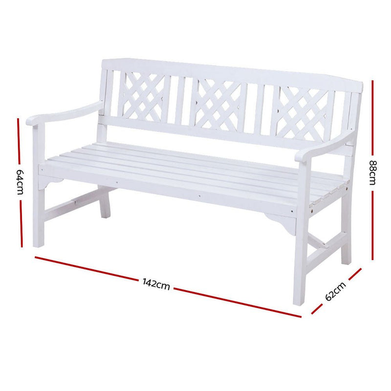 Outdoor Wooden Garden Bench 3 Seat White - Rivercity House & Home Co. (ABN 18 642 972 209) - Affordable Modern Furniture Australia