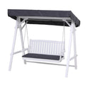 3-Seater Outdoor Wooden Swing Chair with Adjustable Canopy and Cushion - White