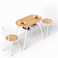 Oval 3-Piece Dining Table Set with Wine Rack Space-Saving Bistro - Natural White