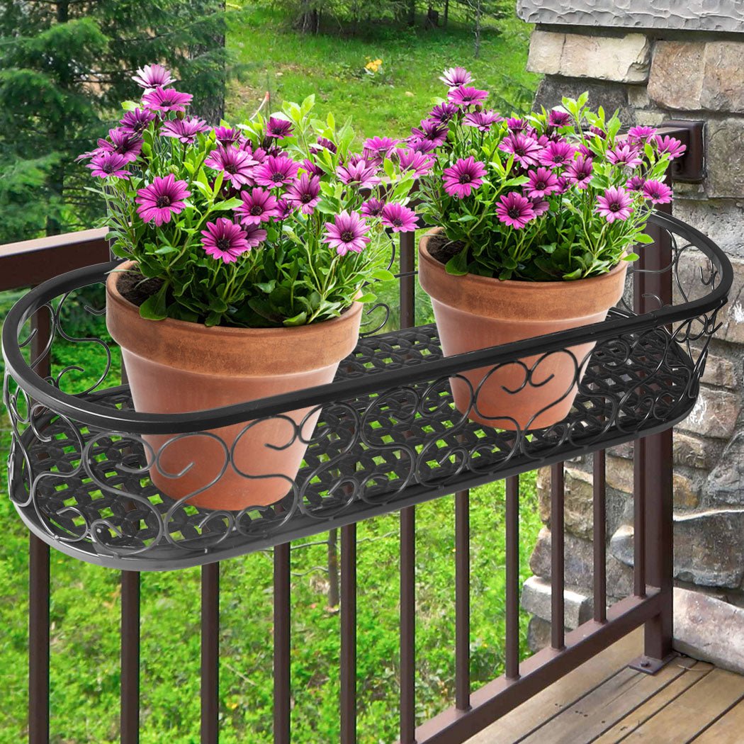 Oval Plant Stand for Indoor and Outdoor Use - Black - Rivercity House & Home Co. (ABN 18 642 972 209) - Affordable Modern Furniture Australia