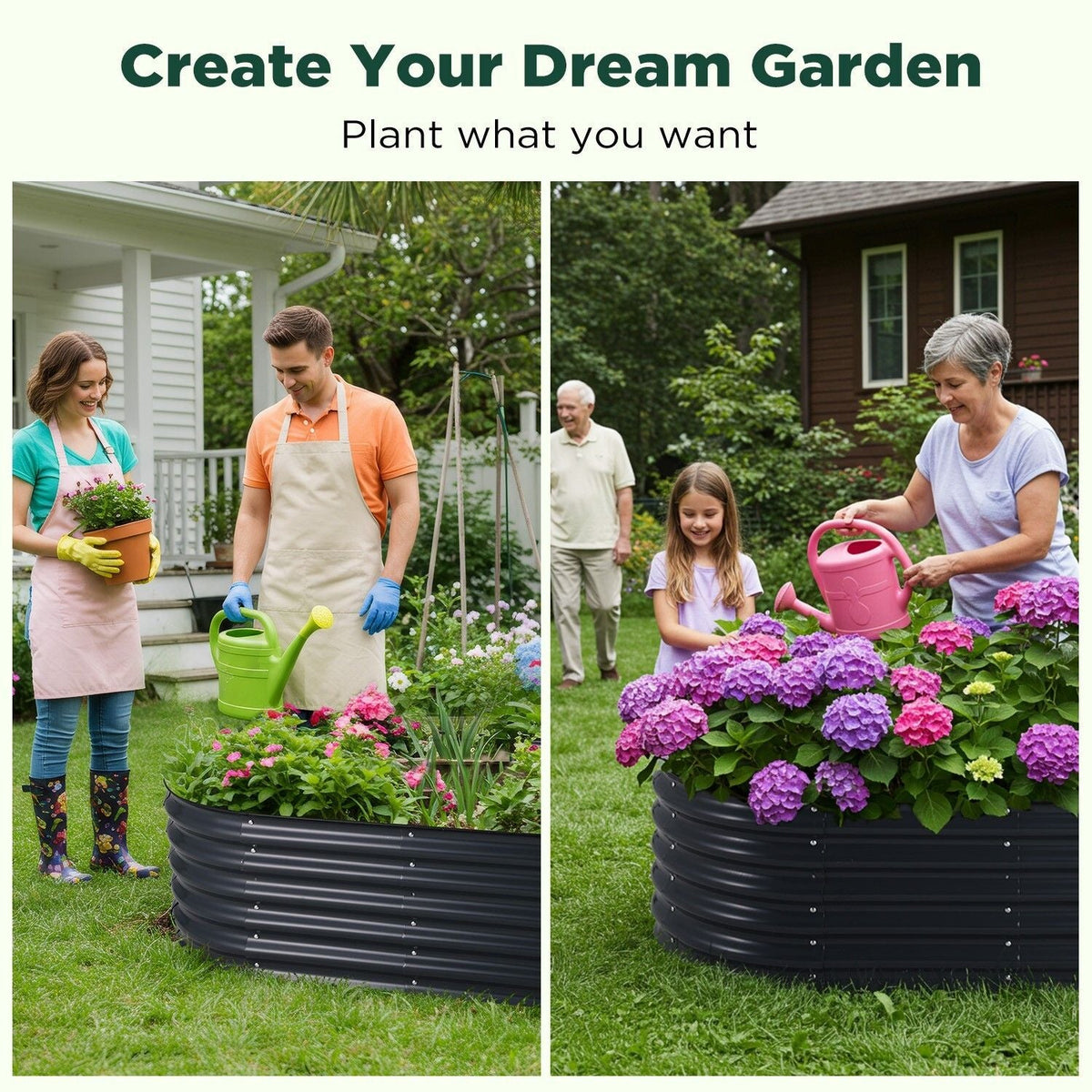 Oval Raised Garden Bed 160x80x42cm Galvanised Steel Planter - Home & Garden > Garden Beds > Garden Beds & Planters - Rivercity House & Home Co. (ABN 18 642 972 209) - Affordable Modern Furniture Australia