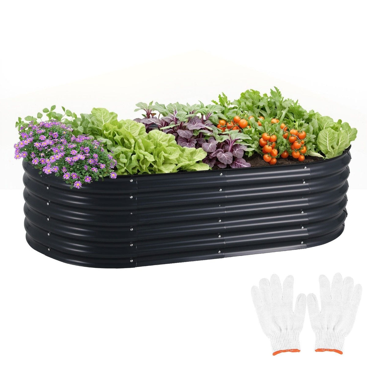 Oval Raised Garden Bed 160x80x42cm Galvanised Steel Planter - Home & Garden > Garden Beds > Garden Beds & Planters - Rivercity House & Home Co. (ABN 18 642 972 209) - Affordable Modern Furniture Australia