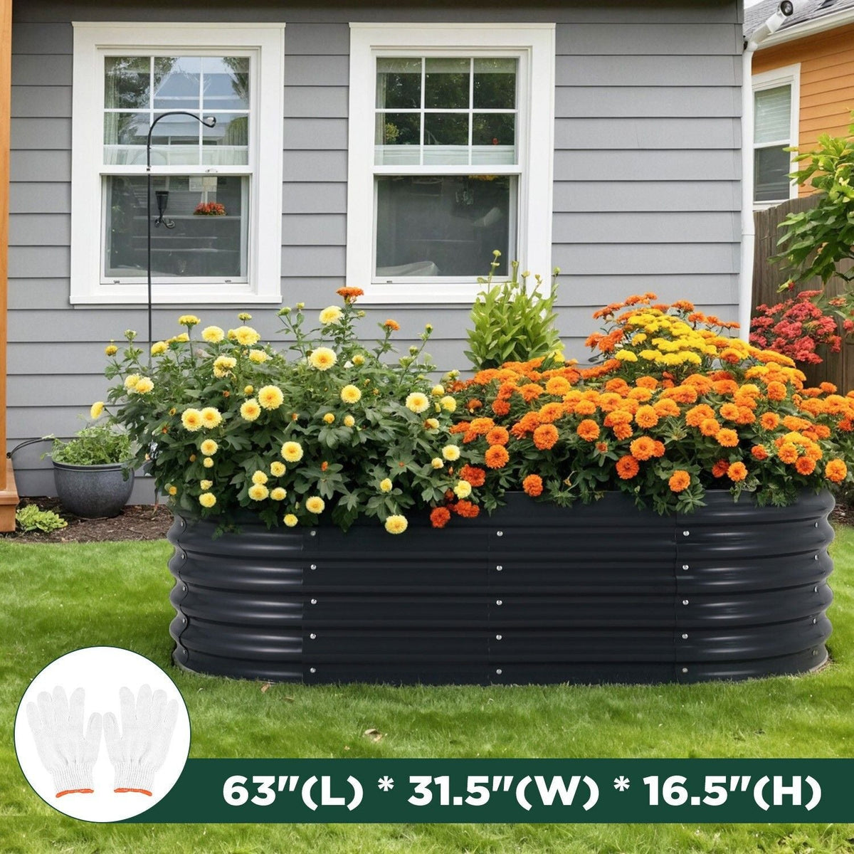 Oval Raised Garden Bed 160x80x42cm Galvanised Steel Planter - Home & Garden > Garden Beds > Garden Beds & Planters - Rivercity House & Home Co. (ABN 18 642 972 209) - Affordable Modern Furniture Australia