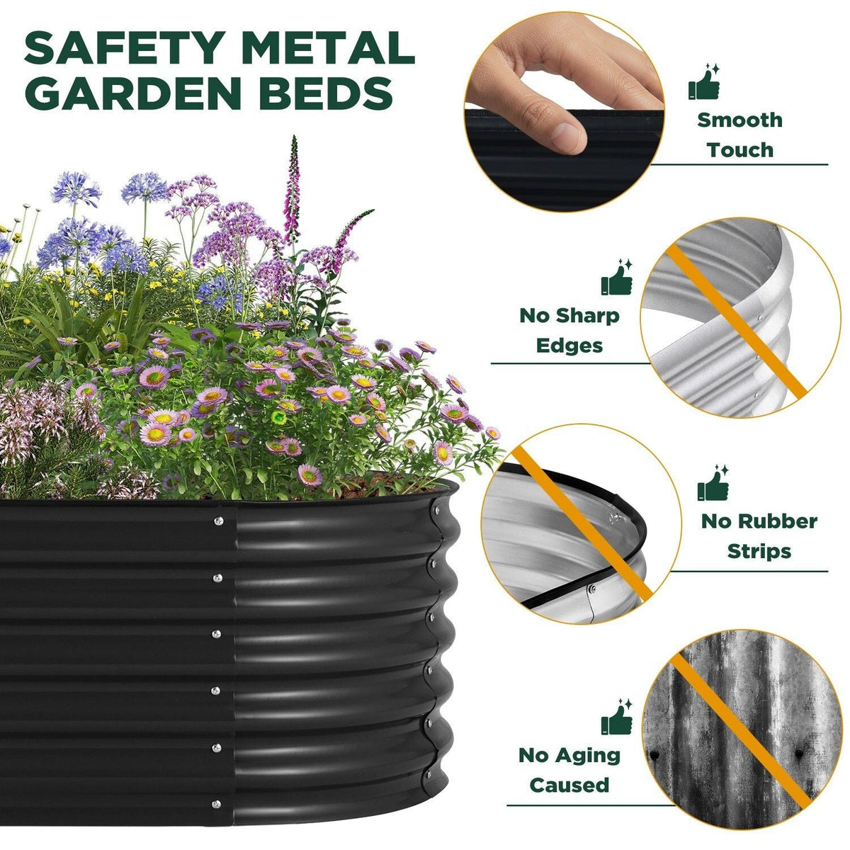 Oval Raised Garden Bed 160x80x42cm Galvanised Steel Planter - Home & Garden > Garden Beds > Garden Beds & Planters - Rivercity House & Home Co. (ABN 18 642 972 209) - Affordable Modern Furniture Australia