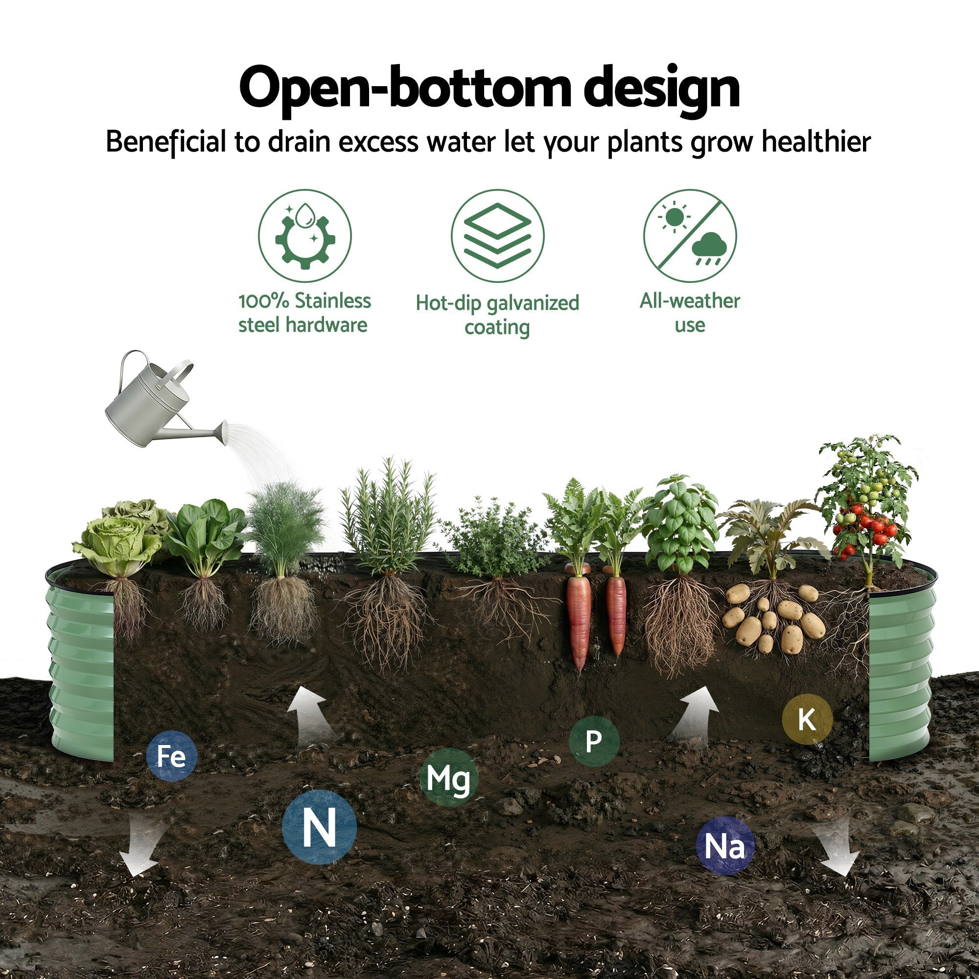Oval Raised Garden Bed Galvanised Planter Box Rust Resistant 240x60x45cm Green - Home & Garden > Garden Beds > Garden Beds & Planters - Rivercity House & Home Co. (ABN 18 642 972 209) - Affordable Modern Furniture Australia