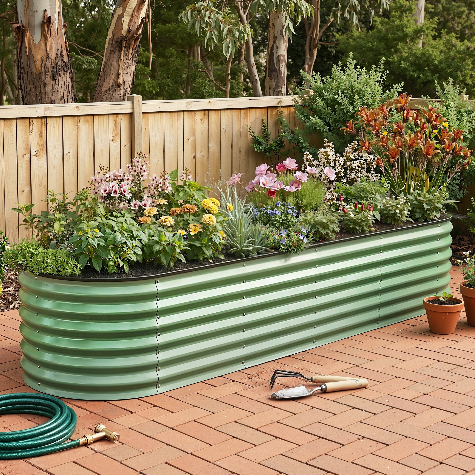 Oval Raised Garden Bed Galvanised Planter Box Rust Resistant 240x60x45cm Green - Home & Garden > Garden Beds > Garden Beds & Planters - Rivercity House & Home Co. (ABN 18 642 972 209) - Affordable Modern Furniture Australia