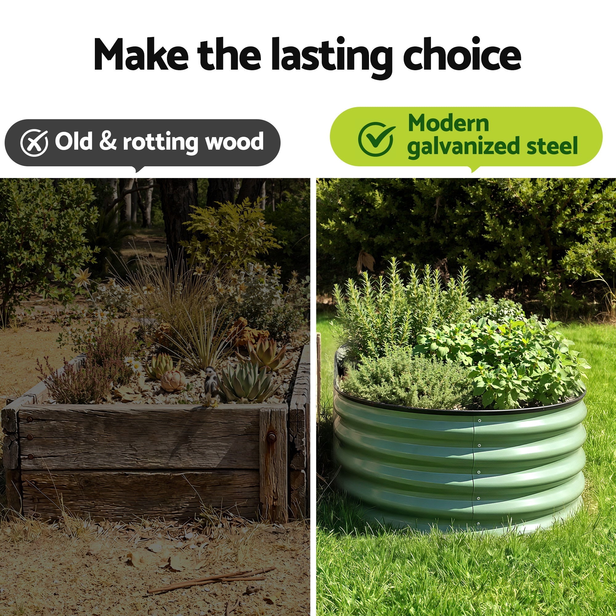 Oval Raised Garden Bed Galvanised Planter Box Rust Resistant 240x60x45cm Green - Home & Garden > Garden Beds > Garden Beds & Planters - Rivercity House & Home Co. (ABN 18 642 972 209) - Affordable Modern Furniture Australia