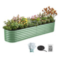 Oval Raised Garden Bed Galvanised Planter Box Rust Resistant 240x60x45cm Green
