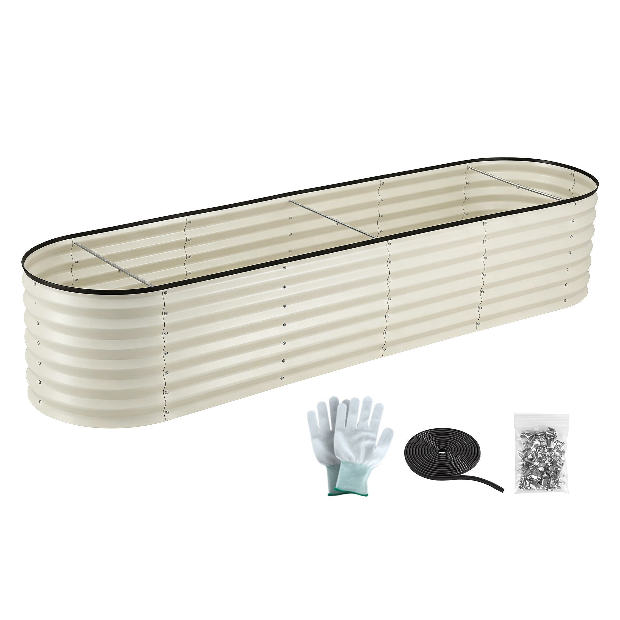 Oval Raised Garden Bed Galvanised Planter Box Rust Resistant 240x60x45cm White - Home & Garden > Garden Beds > Garden Beds & Planters - Rivercity House & Home Co. (ABN 18 642 972 209) - Affordable Modern Furniture Australia