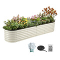 Oval Raised Garden Bed Galvanised Planter Box Rust Resistant 240x60x45cm White