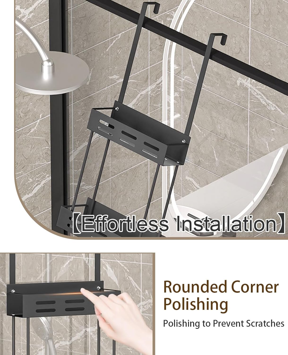 Over the Door 2 - tier Shower Caddy Organizer Shelf with Hooks for Bathroom - Home & Garden > DIY > Kitchen & Bathroom DIY - Rivercity House & Home Co. (ABN 18 642 972 209) - Affordable Modern Furniture Australia