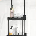 Over the Door 2-Tier Shower Caddy Organiser Shelf with Hooks for Bathroom - Rustproof Metal